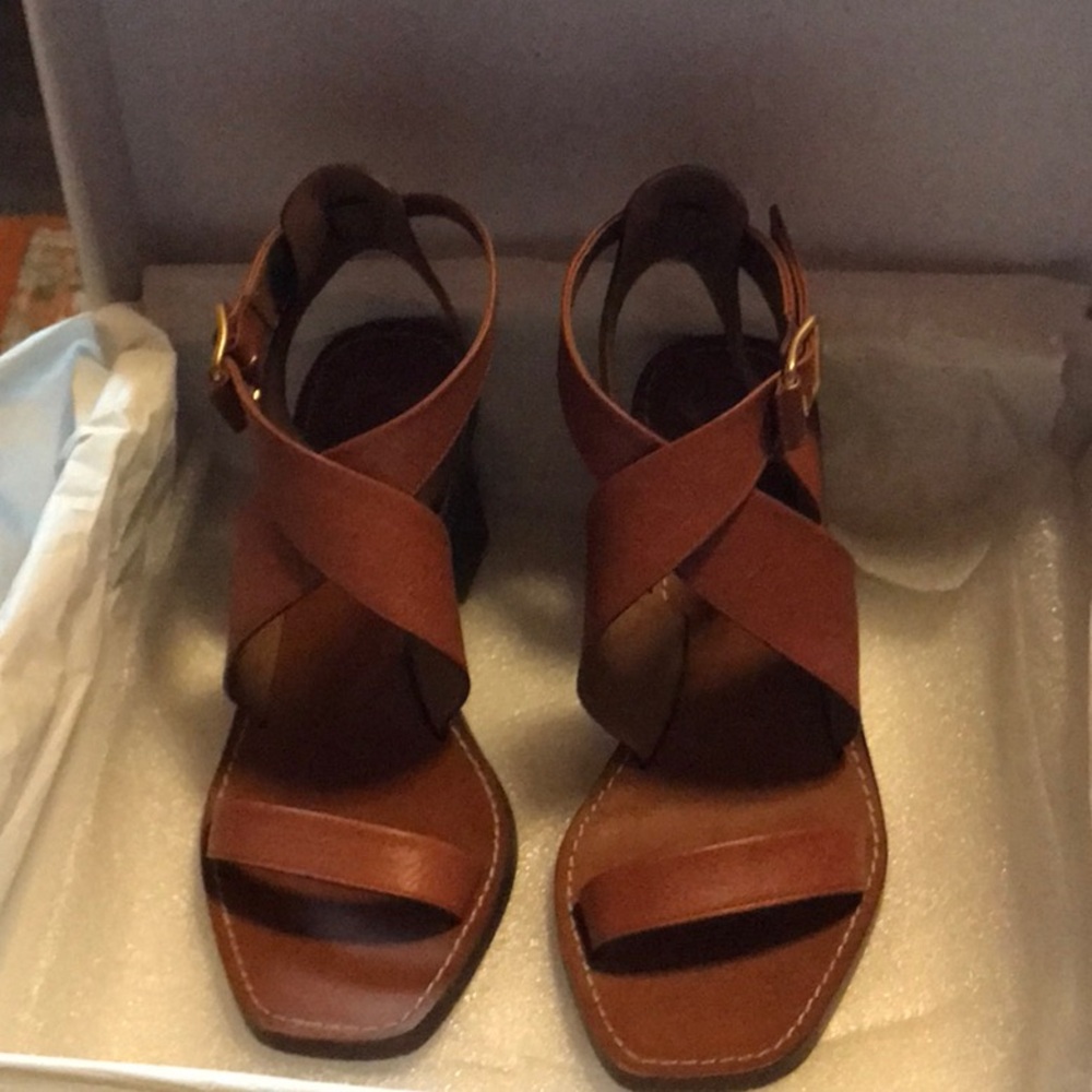 Chloe chestnut brown heeled sandals